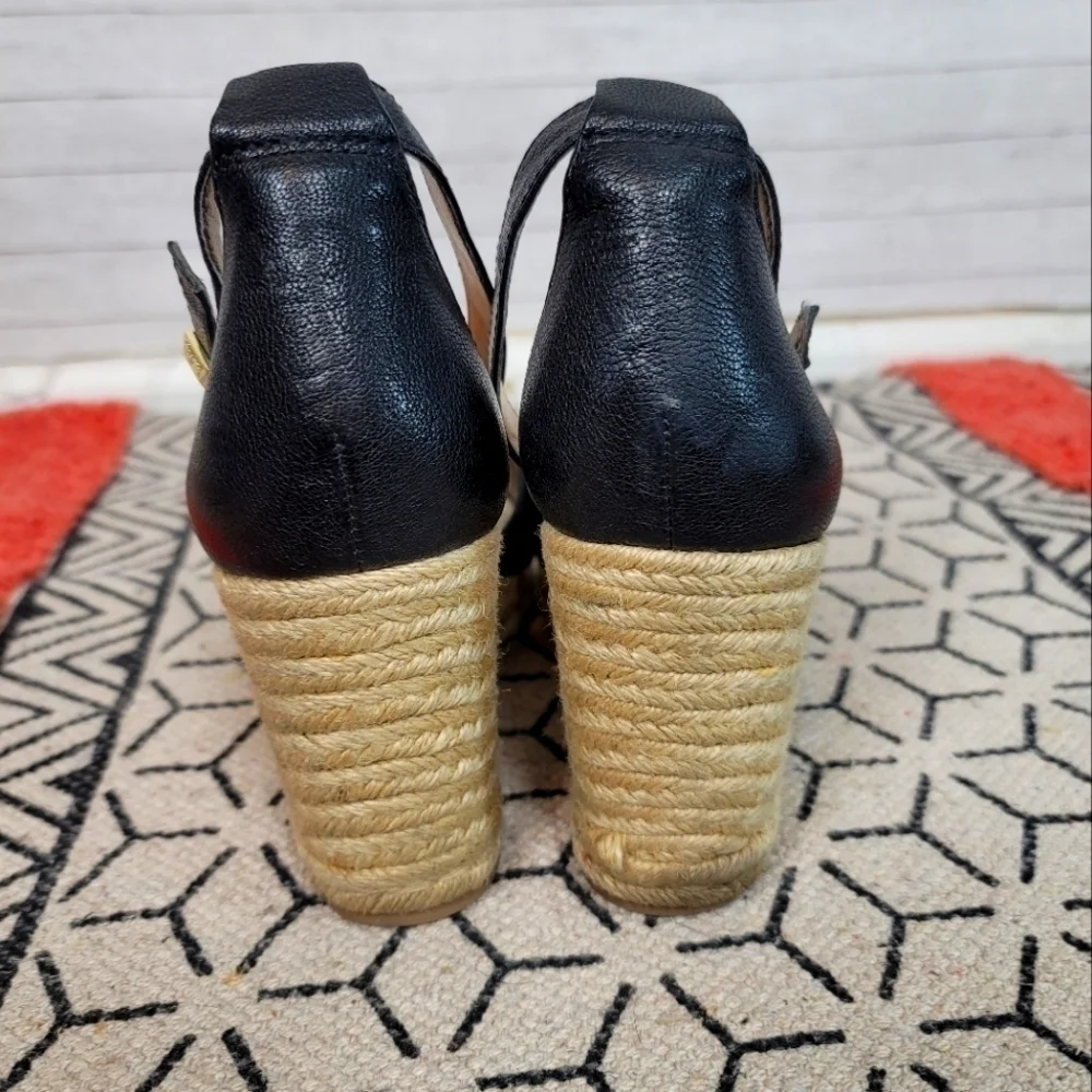 SAM EDELMAN BRENDA BLACK SUEDE ESPADRILLE WEDGES, SZ 10